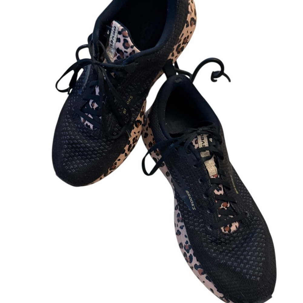 Brooks Black and Leopard Print Women's Athletic Shoes